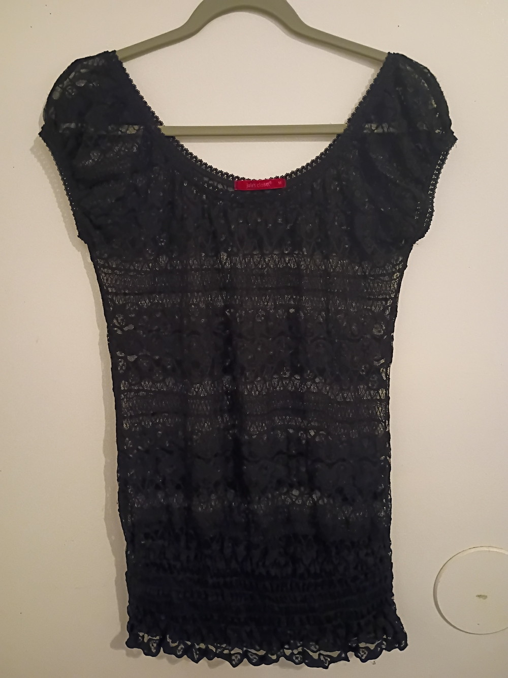 julie's closet‎ Black Lace Short Sleeve Top Sz M
